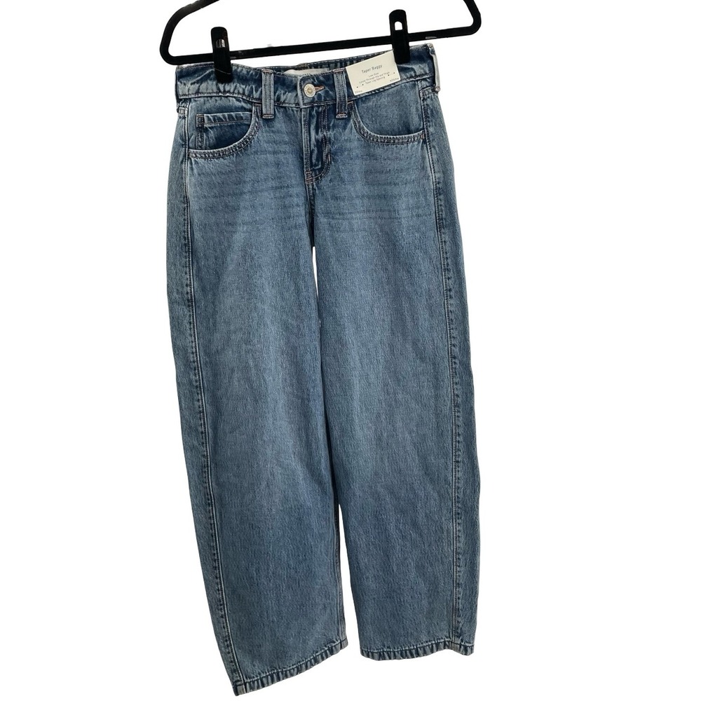 Hollister Womens Jeans Low-Rise Taper Baggy Blue Denim Regular